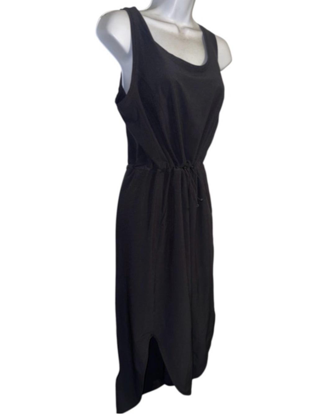 Zella Black Sleeveless Midi Dress with Adjustable Drawstring Waist NEW!